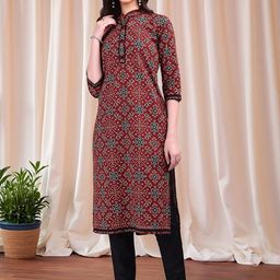 Anouk Geometric Printed Mandarin Collar Pure Cotton Kurta-picture-33