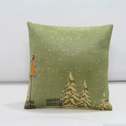 Mid July Home Lime Green & White Self Design Velvet Square Cushion Covers-0