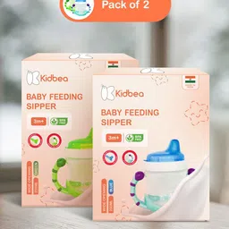 Kidbea Infants 2-Pcs Green & Blue BPA Free Baby Sippers 200ml Each-58