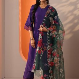 Libas Women Solid Kurta with Trousers & Dupatta-image-35