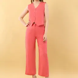 Rhe-Ana V-Neck Sleeveless Waistcoat With Trousers-image-71