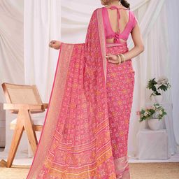 Tasrika pure chiffon viscose border block printed saree image 2