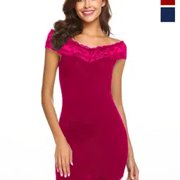 samvar Women Red,Pink Net Lace Baby Doll Hot Nighties Honeymoon Dress Newly Married Couples-picture-16