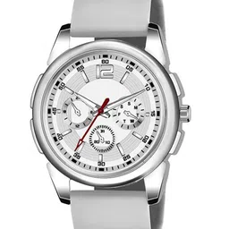 JUST LIKE Men Straps Chronograph Analogue Watch 883 tigada silver dial gray belt silicon-image-86