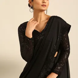 BAPS Sequinned Pure Georgette Ready to Wear Saree-picture-21