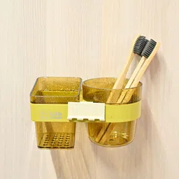 MARKET99 Yellow & Beige 2 Pieces Textured Bath Accessories Set-13