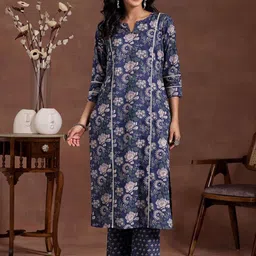 PHYSIL Women Floral Printed Cotton Kurta with Trousers-picture-44