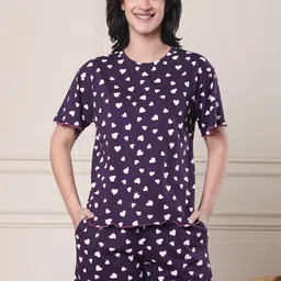 Secret Wish Women Graphic Printed T-shirt & Shorts Night suits-image-17