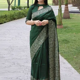 bigben textile Zari Silk Blend Banarasi Saree-picture-49