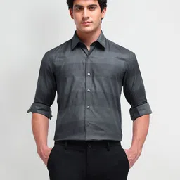 Arrow New York Men Comfort Spread Collar Chevron Printed Cotton Slim Fit Formal Shirt-image-11