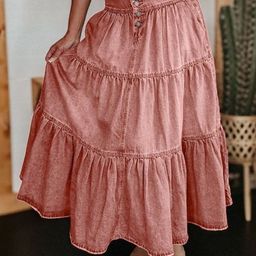KPOP Flared A-Line Maxi Ruffle Skirt-image-22