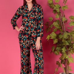 DARVI Abstract Printed Shawl Neck Shirt & Trousers-picture-53