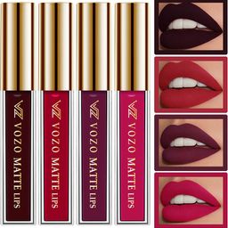 VOZO Set Of 4 Vibrant Matte Liquid Lipstick-4ml Each-102-104-201-204-93