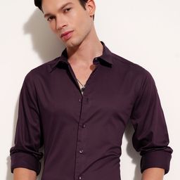 HIGHLANDER Slim Fit Cutaway Collar Formal Cotton Shirt-image-83