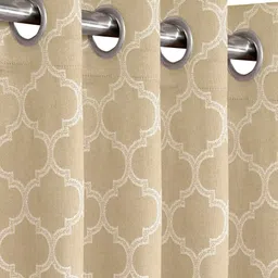 Saral Home Beige & White Geometric Room Darkening Door Curtain image 2