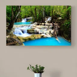 Tushaco Handicrafts Green & Blue Canvas Wall Paintings-28