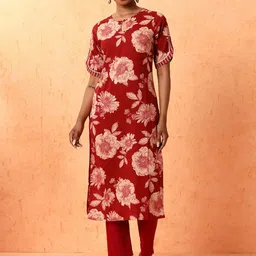 Jaipur Kurti Women Floral Printed Fusion Cotton Straight Kurtas-image-67