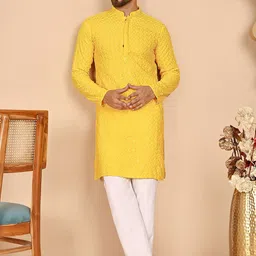 Anouk Rustic Men Embroidered Regular Sequinned Kurta with Pyjamas-10