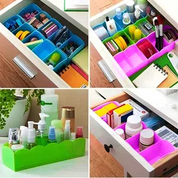 Kuber Industries Pink & Blue Pack of 3 Regular 5 Grid Undergarment Drawer Organisers image 4