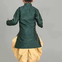 NFC CREATION Boys Embroidered Regular Sequinned Dupion Silk Kurta with Patiala image 4