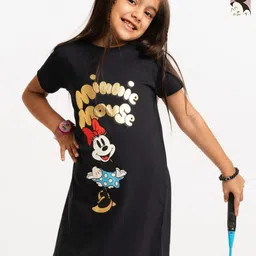 Nap Chief Girls Pack of 2 Mickey & Minnie Mouse Printed Pure Cotton T-shirt Dress-image-22