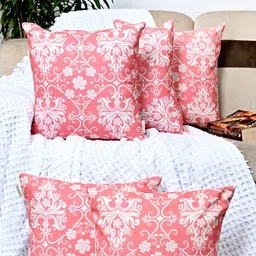 ANWYN Pink & White Set of 5 Ethnic Motifs Square Cushion Covers-22