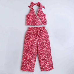 GORLYA Girls Printed Halter Neck Top With Palazzos-image-94