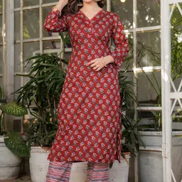 Navlik Women Ethnic Motifs Printed Regular Pure Cotton Kurta with Trousers & With Dupatta-picture-10