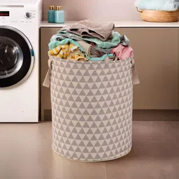 Myntra Elegant Homes Grey & Brown Printed Cotton Laundry Bags - 60 L-2