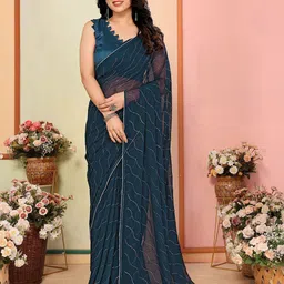 AMRUTKALA SAREES Embellished Beads and Stones Leheriya Saree-30