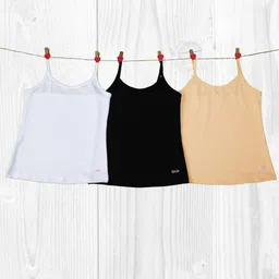 SOIE Girls Pack of 3 Cotton Spandex Super Soft Camisole for Girls-37