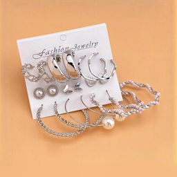 DressBerry Silver-Plated Hoop Earrings-image-43