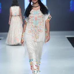 Payal Singhal Ethnic Motifs Embroidered Kaftan Tunic with Low Crotch Pant-49