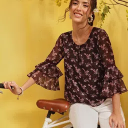 QUIERO Floral Print Chiffon Top-image-26