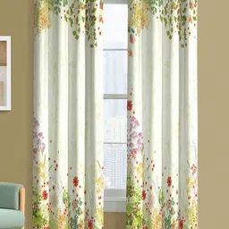 Steve & Anderson Bliss Set of 2 Olive And White Floral Printed Door Curtain (7 Feet)-image-69