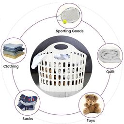 DecorTwist White Foldable Laundry Basket image 3