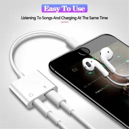 IMMUTABLE White 2in1 Charging and Audio Cable Compatible for iPhone J93 Phone Converter-19
