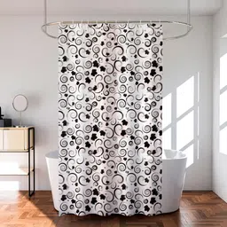 Kuber Industries Black & Grey Printed Waterproof Shower Curtains-image-70