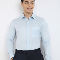 Raymond Men Structure Pattern Pure Cotton Semicutaway Formal Shirt-picture-1