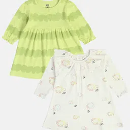 MINI KLUB Girls Pack of 2 Floral Printed A-Line Cotton Dress-image-95