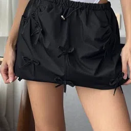 StyleAsh Women Divided Mini Bow Parachute Skirt-image-36
