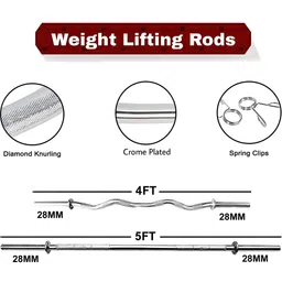 YMD Steel Plates 2.5KGX4Pc 5KGX2Pc 4FT Curl & 5FT STRT 28mm Rods Solid Rods & Locks image 2