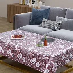 LooMantha Beige Floral Waterproof Plastic 4-Seater Table Cover-11