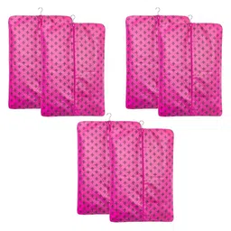 prettykrafts Pink & Black 6 Pieces Printed Reusable Coat Cover Organisers-46