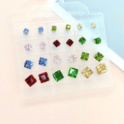 Shivarth Set of 12 Metal American Diamond Earrings-image-97