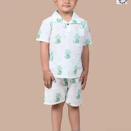 BAESD Boys Pack Of 2 Graphic Printed Shirt Collar Pure Cotton Shirt With Shorts-image-7