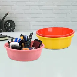 Kuber Industries Yellow & Red 3 Pieces Regular Desk Organisers-4