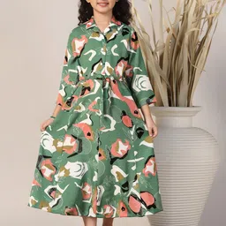 FASHION DREAM Women Abstract Printed Fit & Flare Midi Dress-picture-4