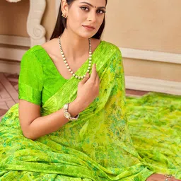 Mitera Zari Poly Chiffon Bagru Saree image 5