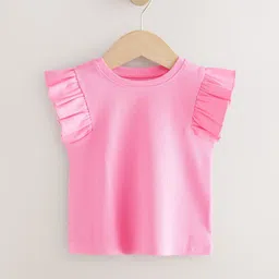 NEXT Kids Girls Flutter Sleeve Ribbed Top-13